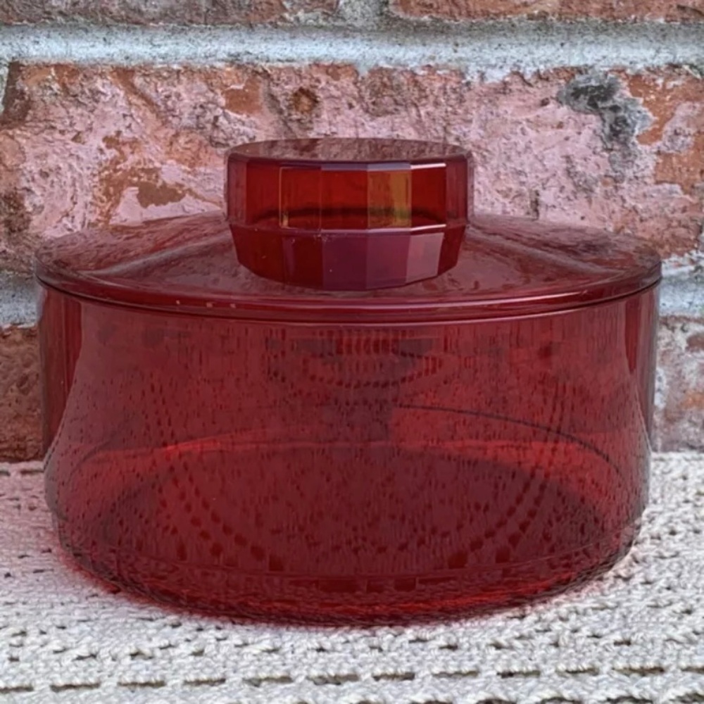 Vintage Tupperware Red Acrylic Preludio Candy Dish With Lid Container